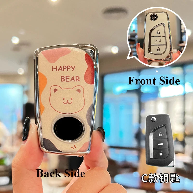 TPU Car Key Case Cover Shell for Toyota CHR Camry Prius Land Cruiser