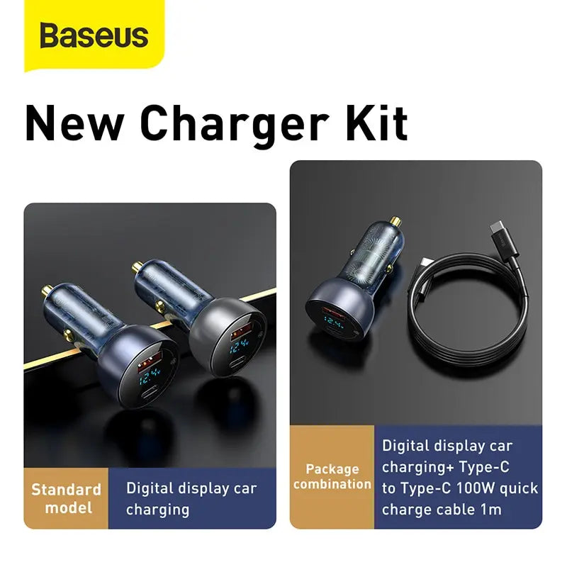 Baseus 65W PPS Car Charger USB Type C Dual Port PD QC Fast Charging