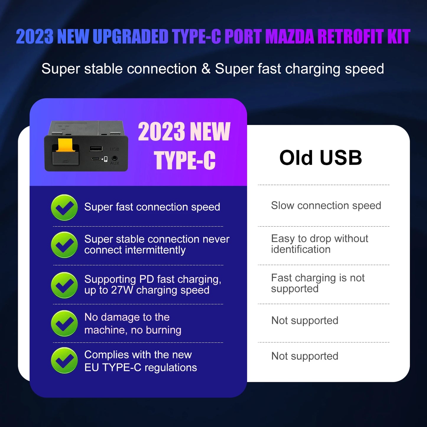 TYPE-C Mazda CarPlay Android Auto HUB OEM Retrofit USB  Kit for Mazda