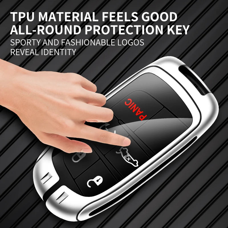 Zinc Alloy Leather Car Logo Key Cover Case For Jeep Grand Cherokee XJ