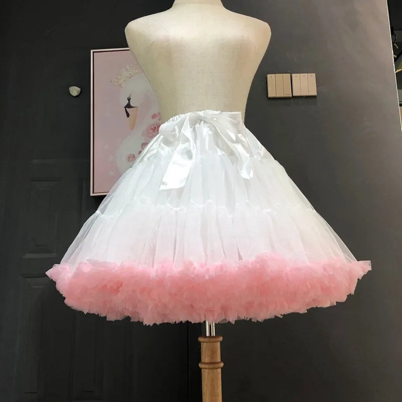 Women Flower Style Lolita Petticoats Tutu Puffy Cancan Skirt Under
