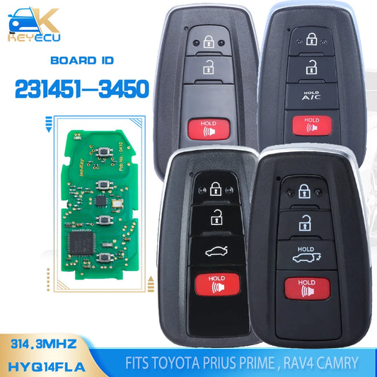 KEYECU 231451-3450 HYQ14FLA Smart Remote Key Fob 314.3MHz for Toyota