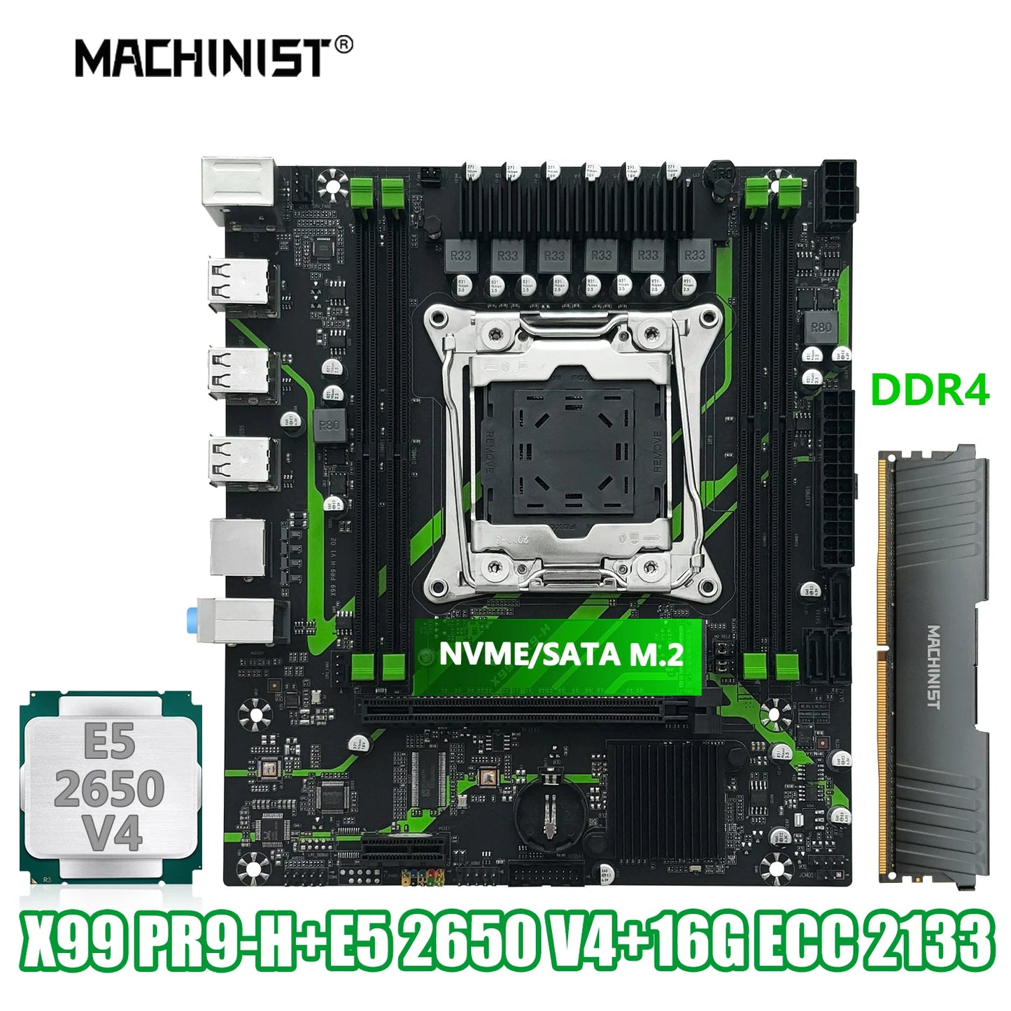 MACHINIST X99 PR9-H Motherboard Set Kit With Intel LGA2011-3 Xeon E5