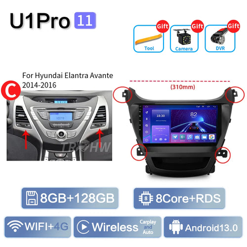 For Hyundai Elantra Avante I35 2011-2016 Car Multimedia Player 2din