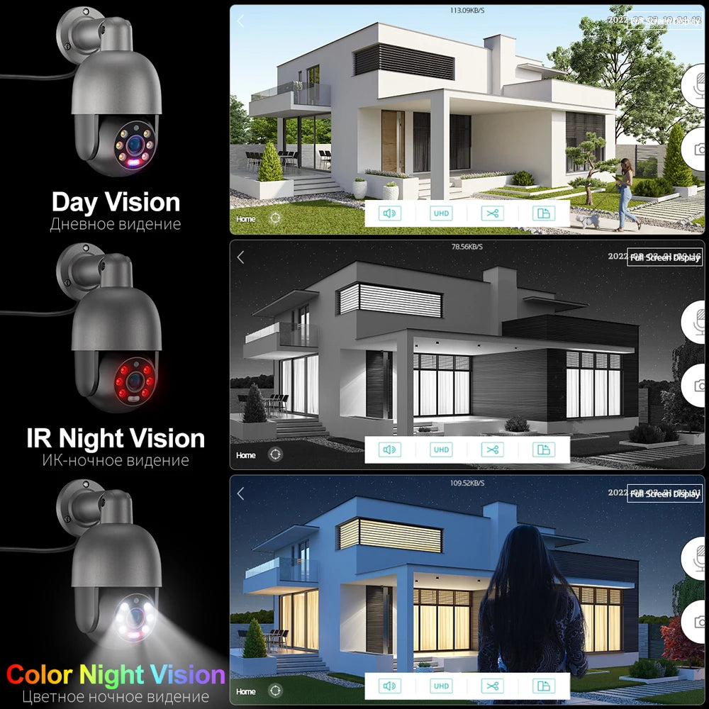 Techage 4K 8MP 5MP IP Camera Red-Blue Light Alert Human Detection