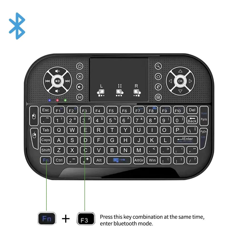 A8 Mini Bluetooth Keyboard 2.4G Dual Mode Handheld Fingerboard Backlit