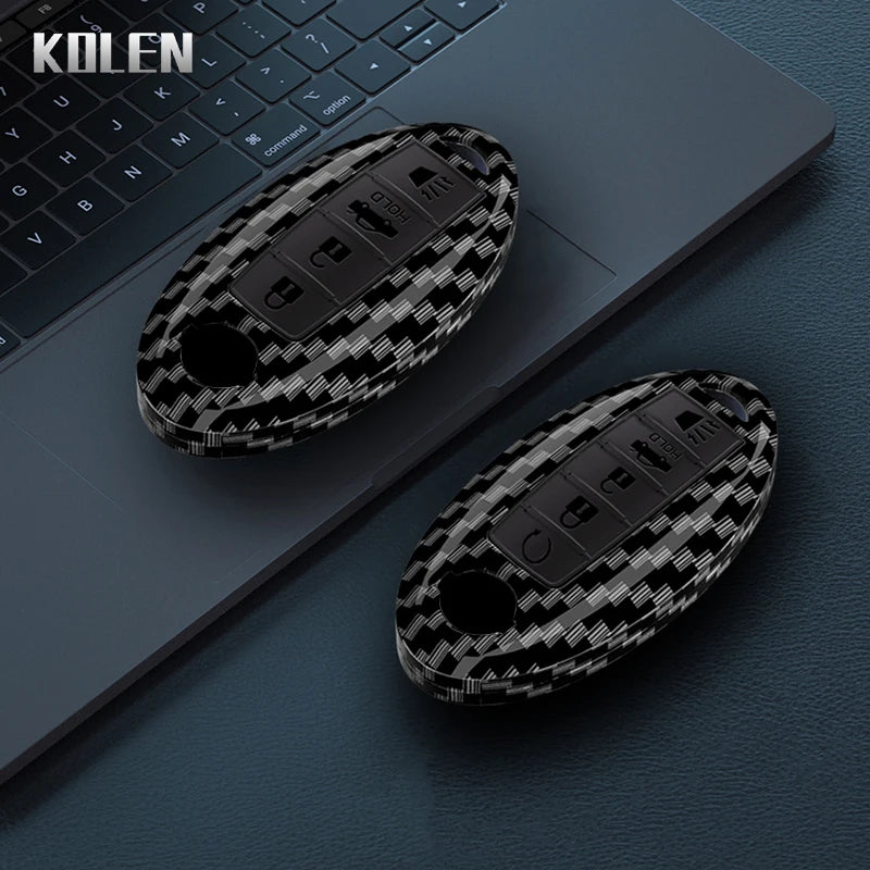 ABS Carbon Fiber Car Key Case Cover For Nissan Qashqai X-Trail T32 T31