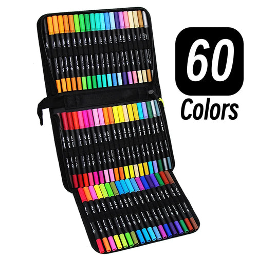 LOLEDE 60 Colors Double Head Markers Tip Art Supplies Drawing Brush