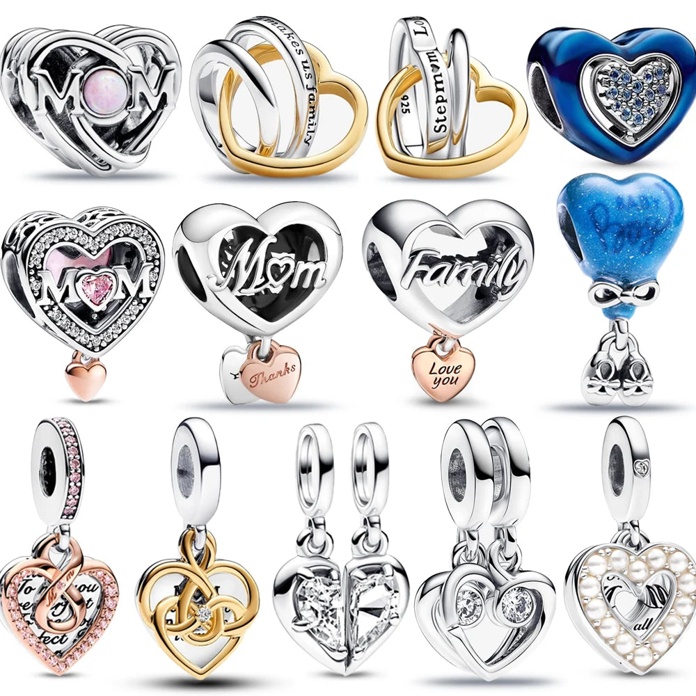 New Arrival 925 Sterling Silver Love You Mom Entwined Infinite Hearts