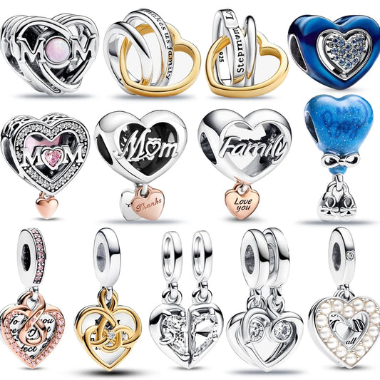 New Arrival 925 Sterling Silver Love You Mom Entwined Infinite Hearts