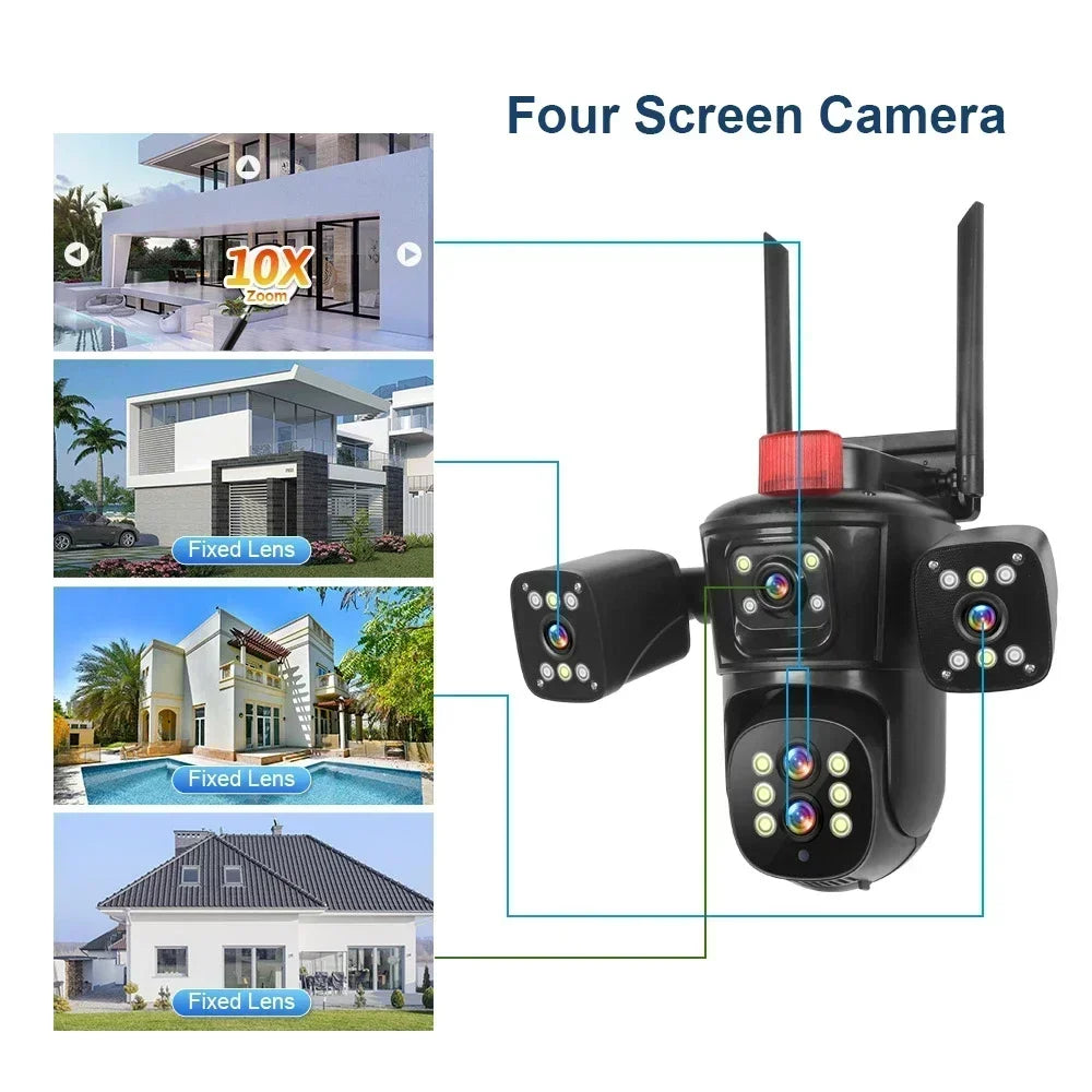 20MP WiFi Network Camera 10K Wireless Outdoor 10X Zoom Four Screen