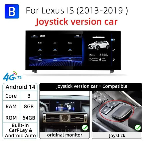 Nunoo Android 14 Wireless Carplay Auto Radio For Lexus IS RC 200 250