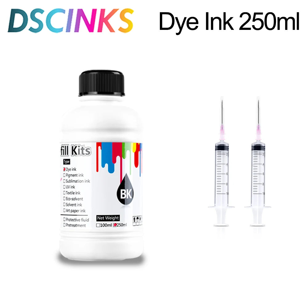 250ml Universal Dye Ink BK C M Y Kit Compatible For HP Canon Epson