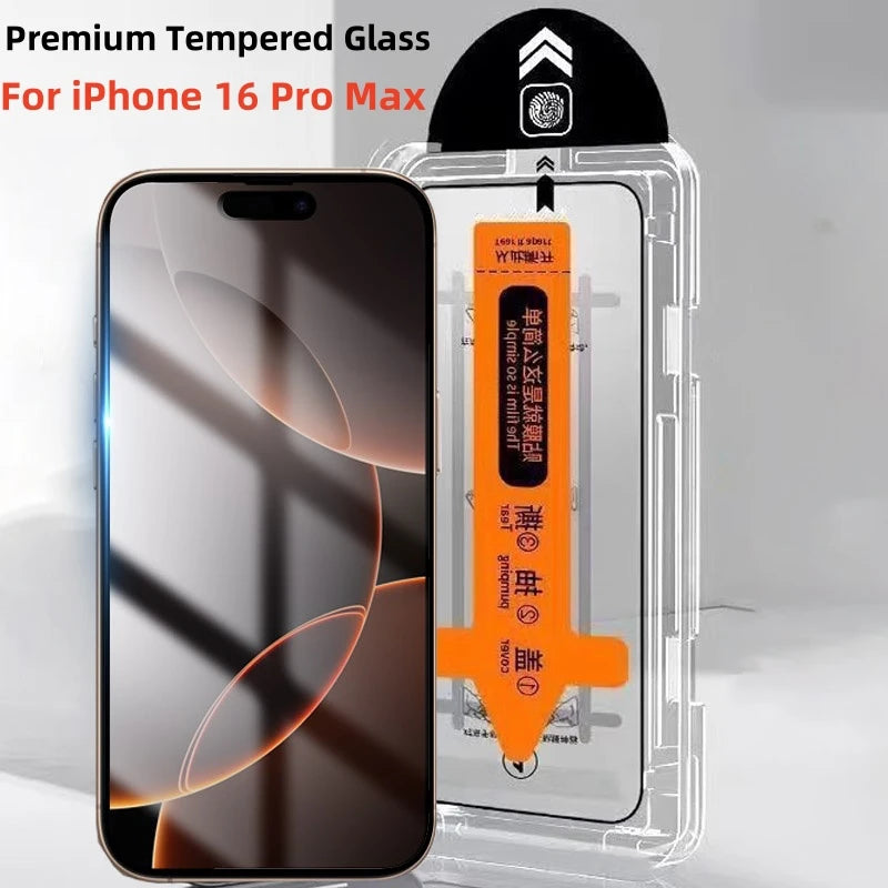 Premium Tempered Glass For iPhone 16 15 Pro Max Dust Free Screen