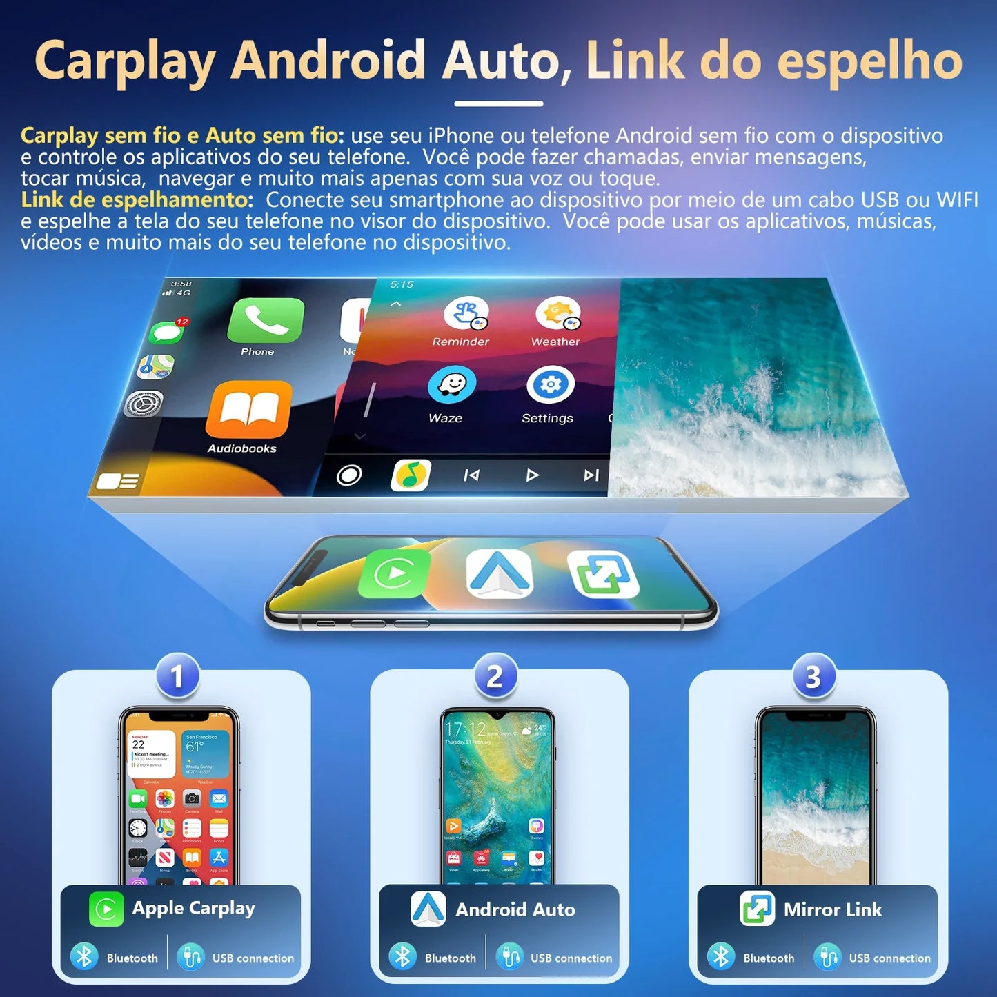 Podofo 2din Android GPS Car Stereo Carplay Radio Bluetooth FM Car MP5