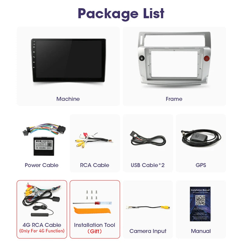 2 Din Android 12 Car Radio For Citroen C4 C-Triomphe Quatre 2004-2014