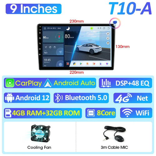 Vtopek 7 9 10 Inch Android 12 4G Car Radio For Toyota VW Kia Nissan