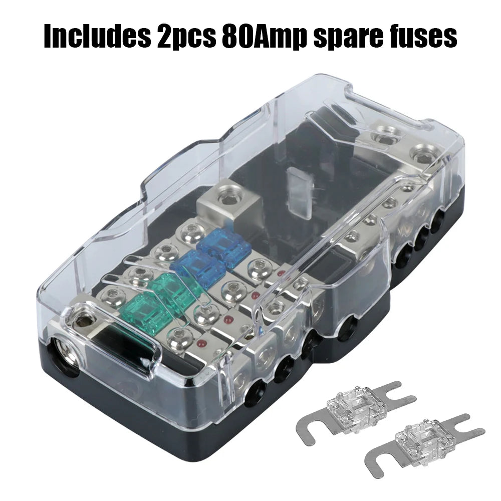 24V 12V 30A 60A Fuse Blade Box Splitter Block DC Distribution LED