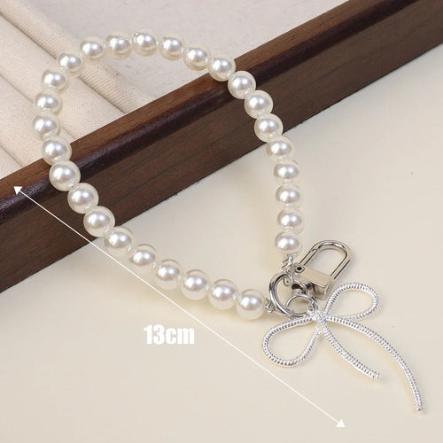 2024 Pearl Keychain Luxury Women Jewelry Shiny Pearl Bead Shell Phone