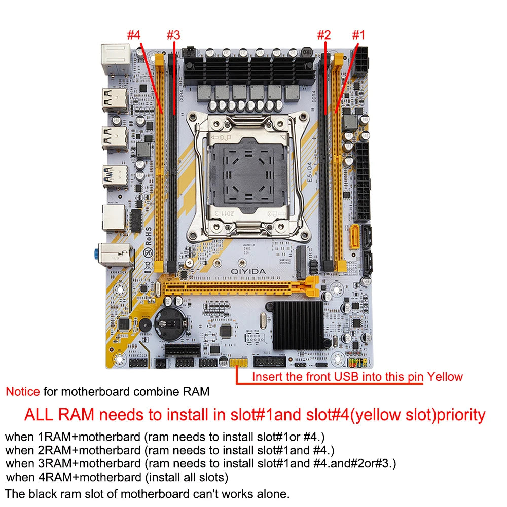 QIYIDA X99 Motherboard LGA 2011-3 Set Kit Xeon E5 2680 V4 CPU