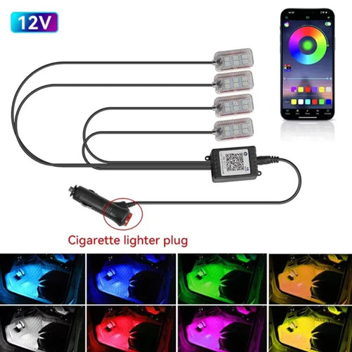 Neon LED Car Interior Ambient Foot Strip Light Kit Car Accessories