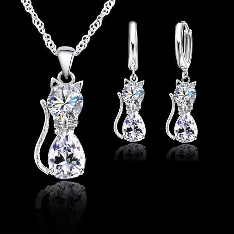 Real 925 Sterling Silver Color Jewelry Sets for Woman Girls Shining