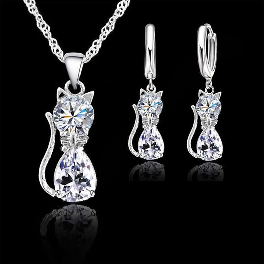 Real 925 Sterling Silver Color Jewelry Sets for Woman Girls Shining
