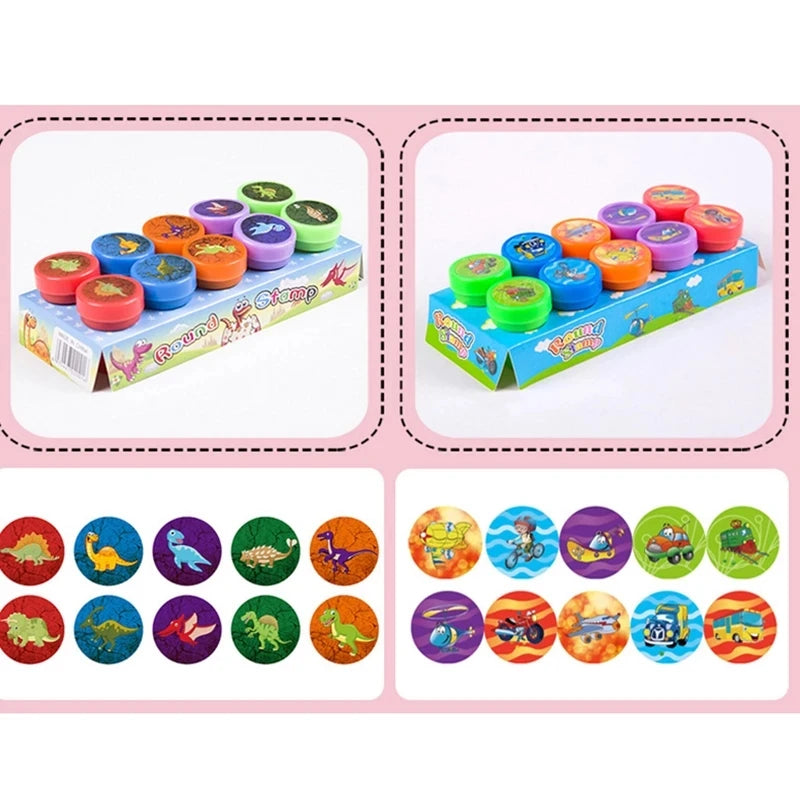 10pcs Assorted Stamps for Kids Self-ink Stamps Children Toy Stamps