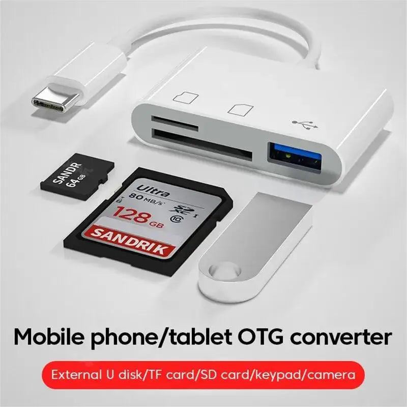 Fro 3 In 1 Typ-C Adapter TF SD Memory Card Reader OTG USB C USB2.0
