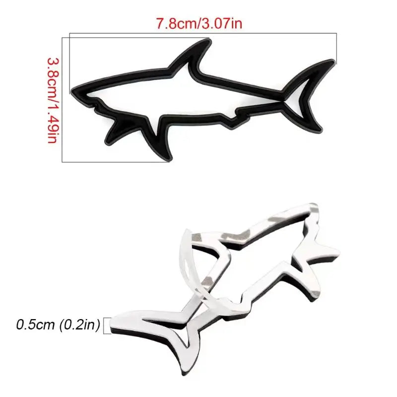 3D Metal Car Styling Sticker Hollow Fish Shark Emblem Badge Decals