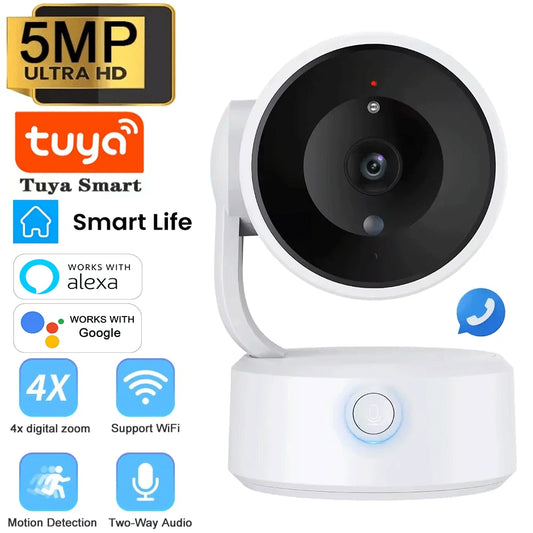 Tuya Wifi Camera Indoor 5MP One-Touch-Call Baby Monitor Two Way Talk
