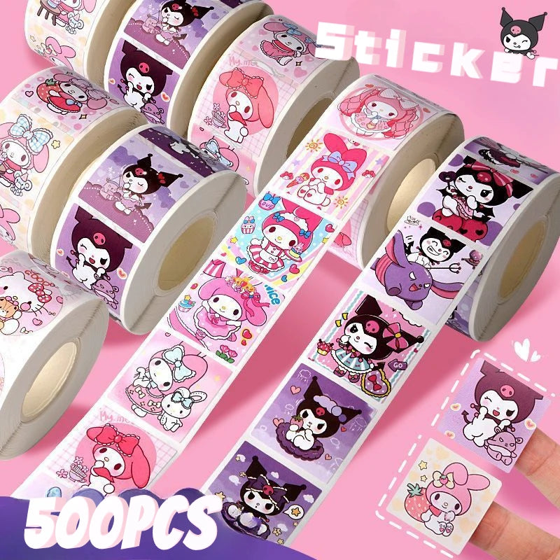 500 PCS Sanrio Hello Kitty Cartoon Sticker Cute Cartoon Kuromi My