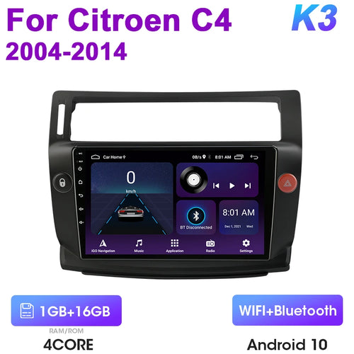 2 Din Android 12 Car Radio For Citroen C4 C-Triomphe Quatre 2004-2014