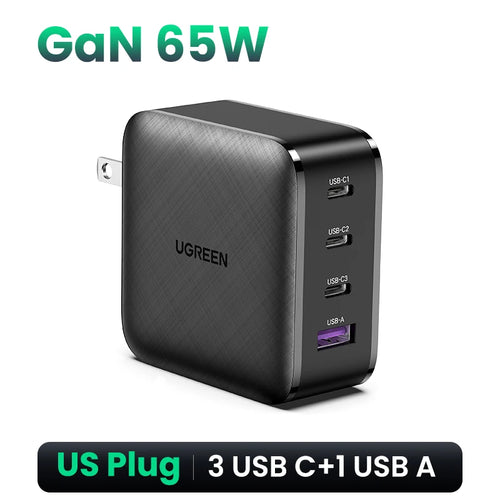 UGREEN 65W GaN Charger Quick Charge 4.0 3.0 Type C PD USB Charger with