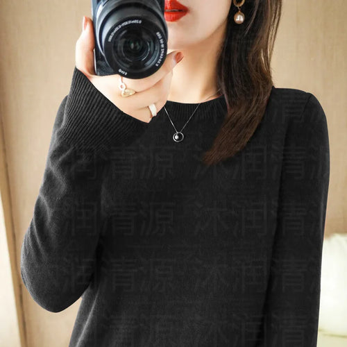 Autumn And Winter Cashmere Sweater Women's Crew Neck Pullover Casual