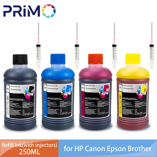250ML Universal Refill Ink With Injector Kit Compatible for HP Canon