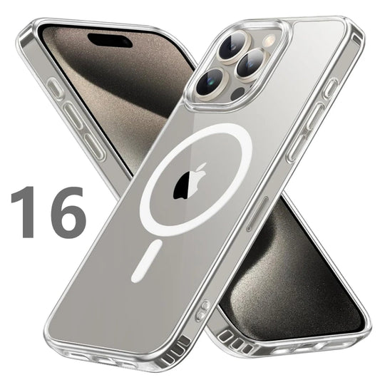 Magnetic Clear Case for iPhone 16 15 14 13 11 12 Pro Max Plus