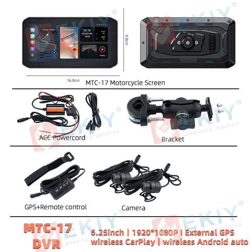 EKIY 6.25 inch Motorcycle Navigation CarPlay Camera Linux IP65