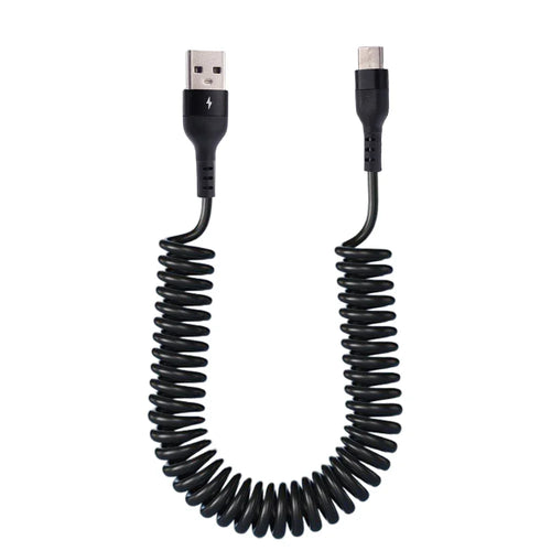 Retractable USB-C Cable 5A Fast Charger Data Wire Car Spring Type C