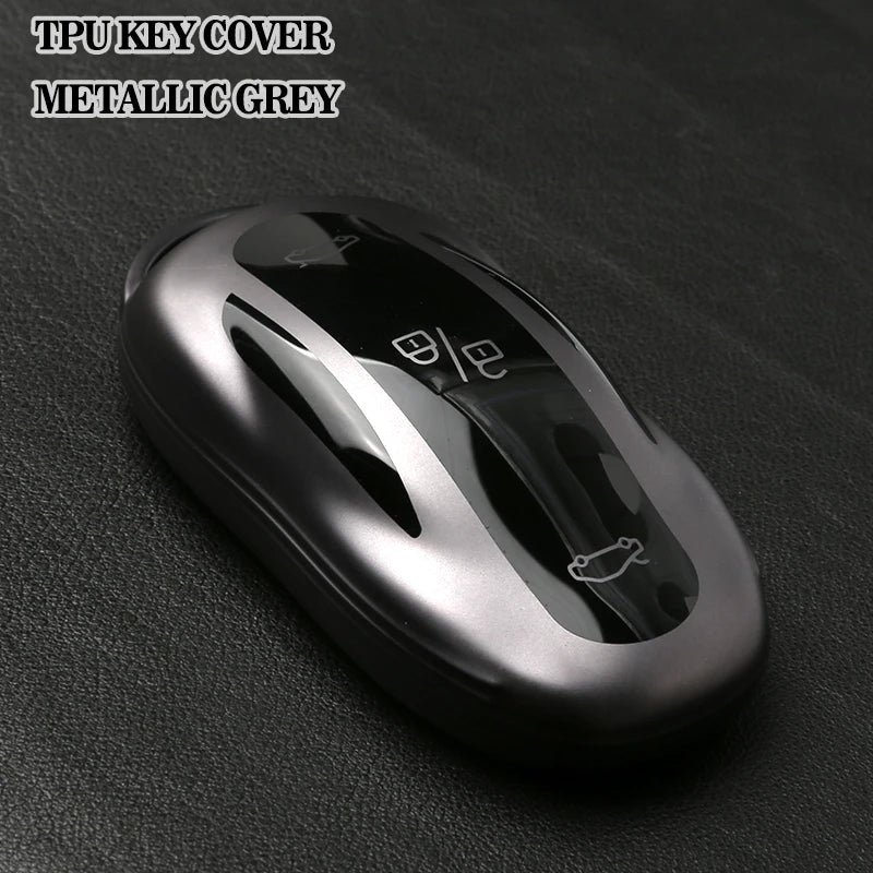 for Tesla Key Fob Cover Model 3 S Y Accessories Metallic Gray TPU Key
