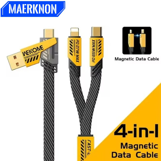 65W 4 in 1 Fast Charging Cable USB Type C Cable Quick Charge Data Cord
