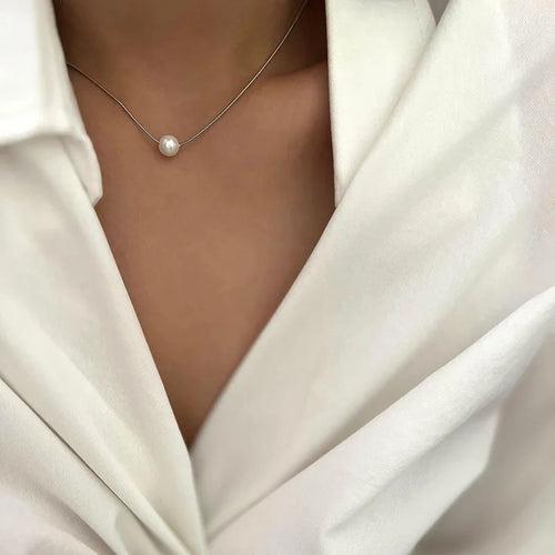 Elegant Imitation White Pearl Multi-layer Long Black Ribbon Choker