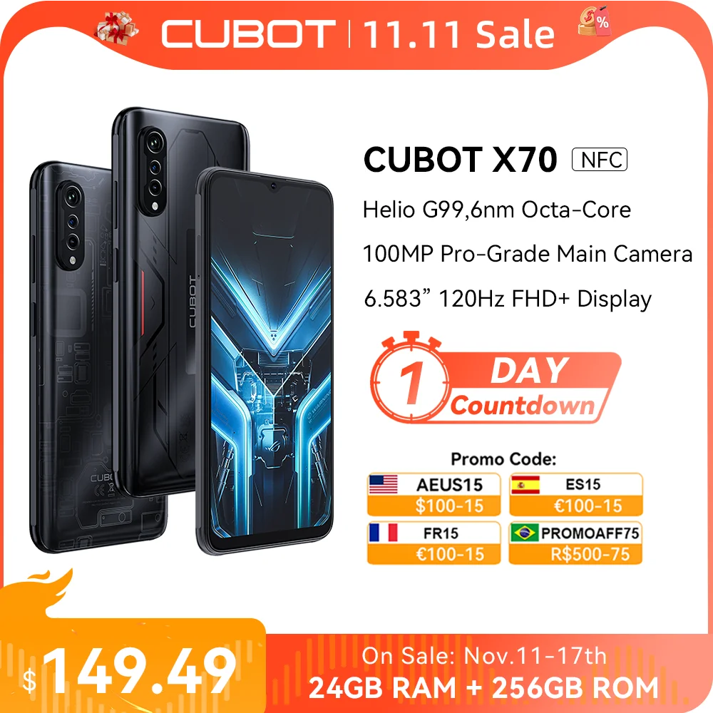 Cubot X70, Smartphone Android 13, Helio G99, Octa-Core, 120Hz 6.583