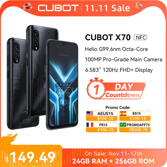 Cubot X70, Smartphone Android 13, Helio G99, Octa-Core, 120Hz 6.583