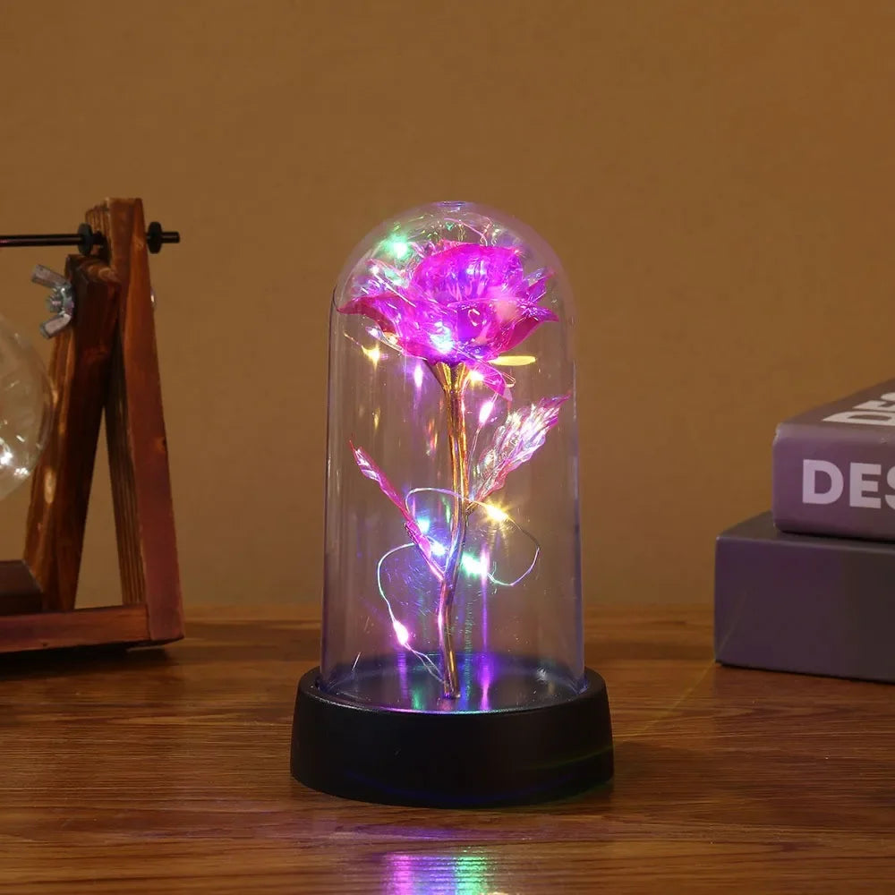 Valentines Day Gift for Girlfriend Eternal Rose LED Light Foil Flower