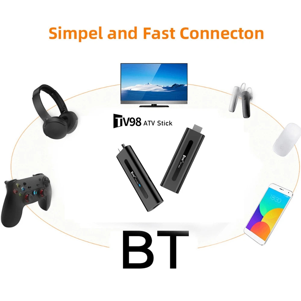 TV98 ATV 8K Smart TV Stick Android 14 ATV Allwinner H313 2.4G 5G Wifi