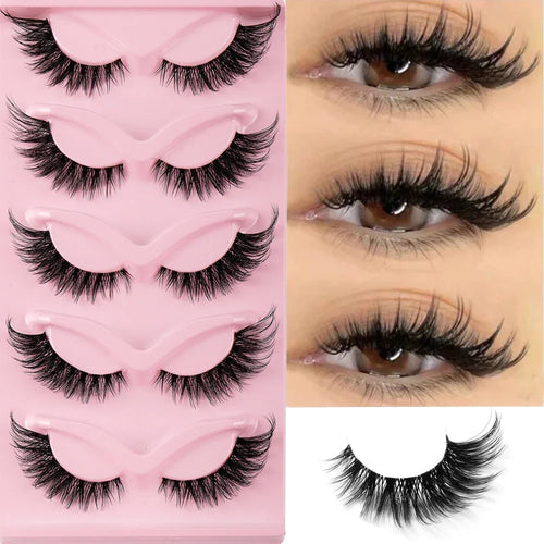 5 Pairs Cat Eye Lashes Faux Mink Eyelashes Natural long Manga Lashes