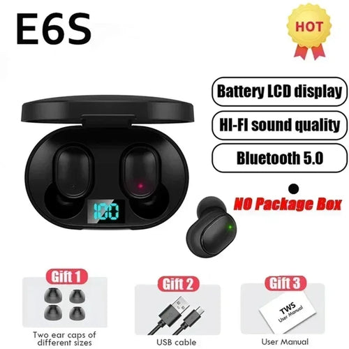 TWS E6S Fone Bluetooth Earphones Wireless Bluetooth Headset Noise