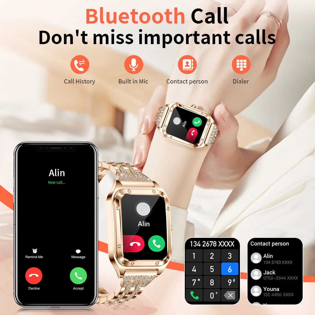 LIGE Smart Watch Woman Sport Fitnes AI Voice Control Full Touch