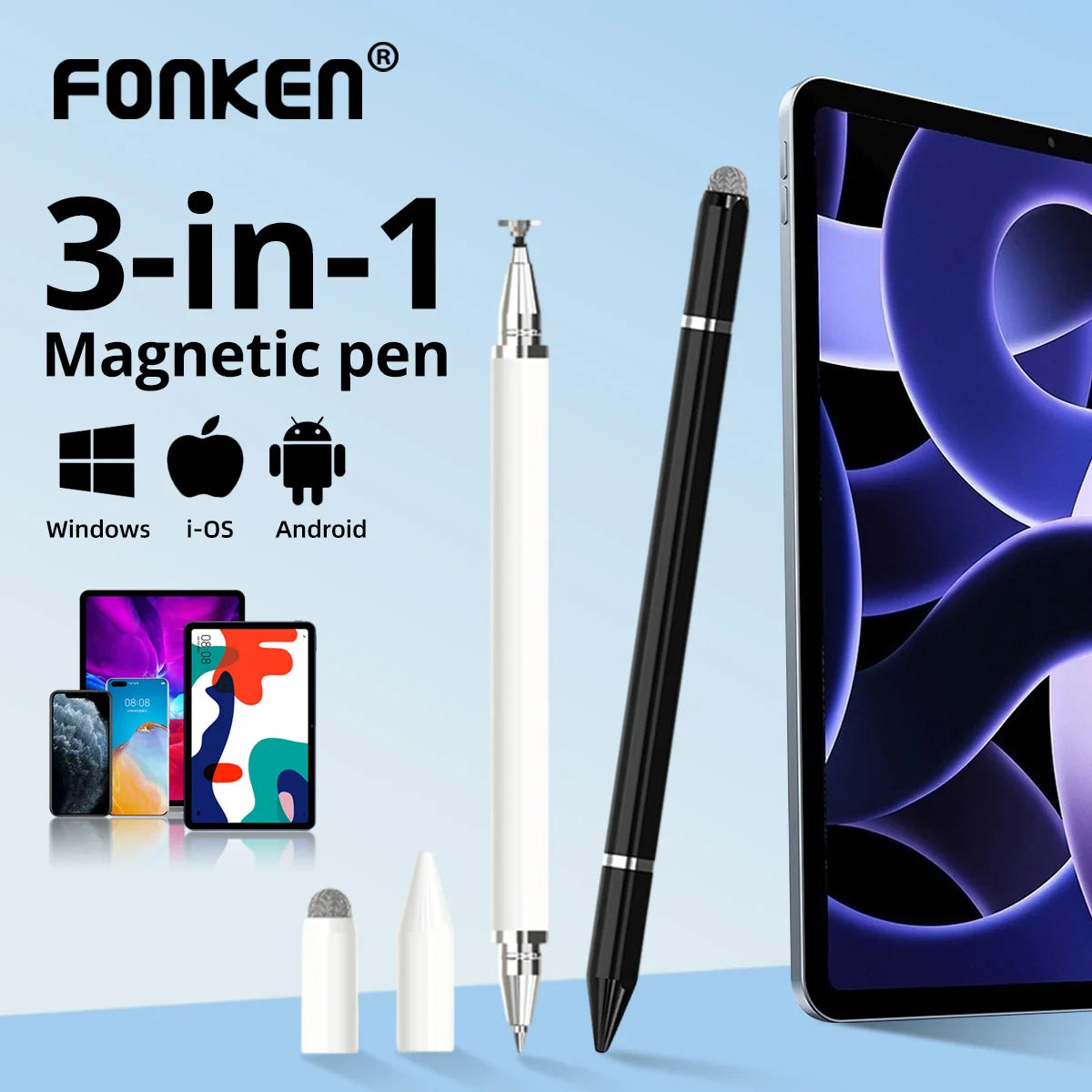 3 In 1 Stylus Pen For Android IOS Touch Pen Drawing Capacitive Pencil